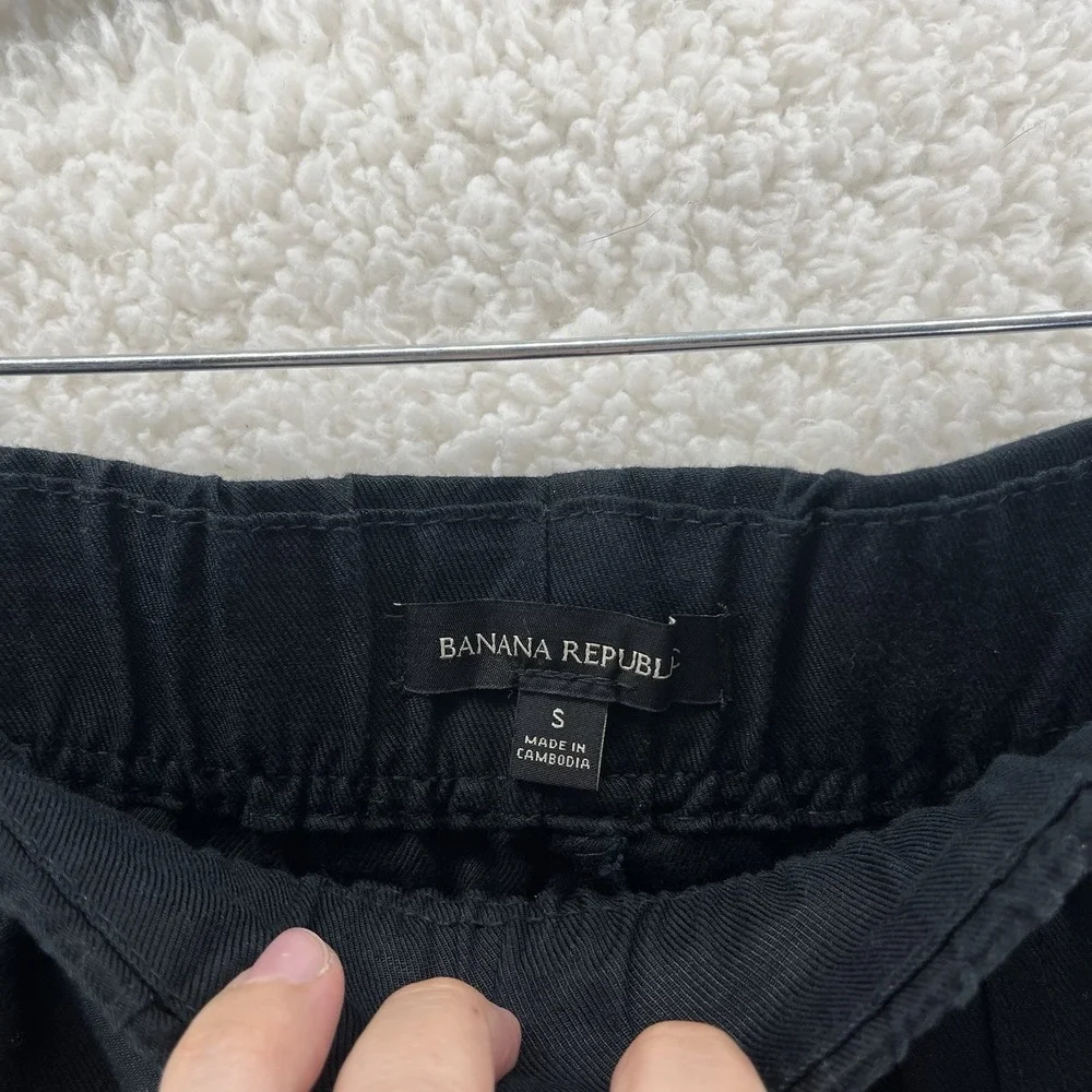 Banana‎ Republic Pants Women's Small Linen Blend Black Tapered Coastal Chic
